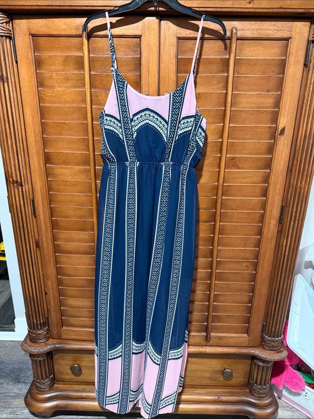 Fire Los Angeles Navy and Pink Striped Maxi Dress